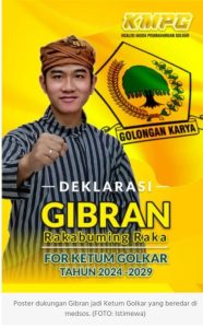 Poster dukungan Gibran jadi Ketum Golkar yang beredar di medsos.