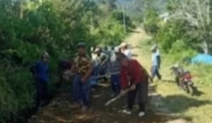 Warga Bersama Aparatur Pemerintah Pekon Tapak Siring Gotong royong Bersih Lingkungan